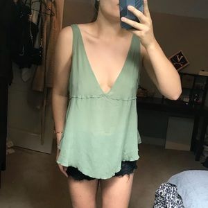 Free People Light Green Basic Top